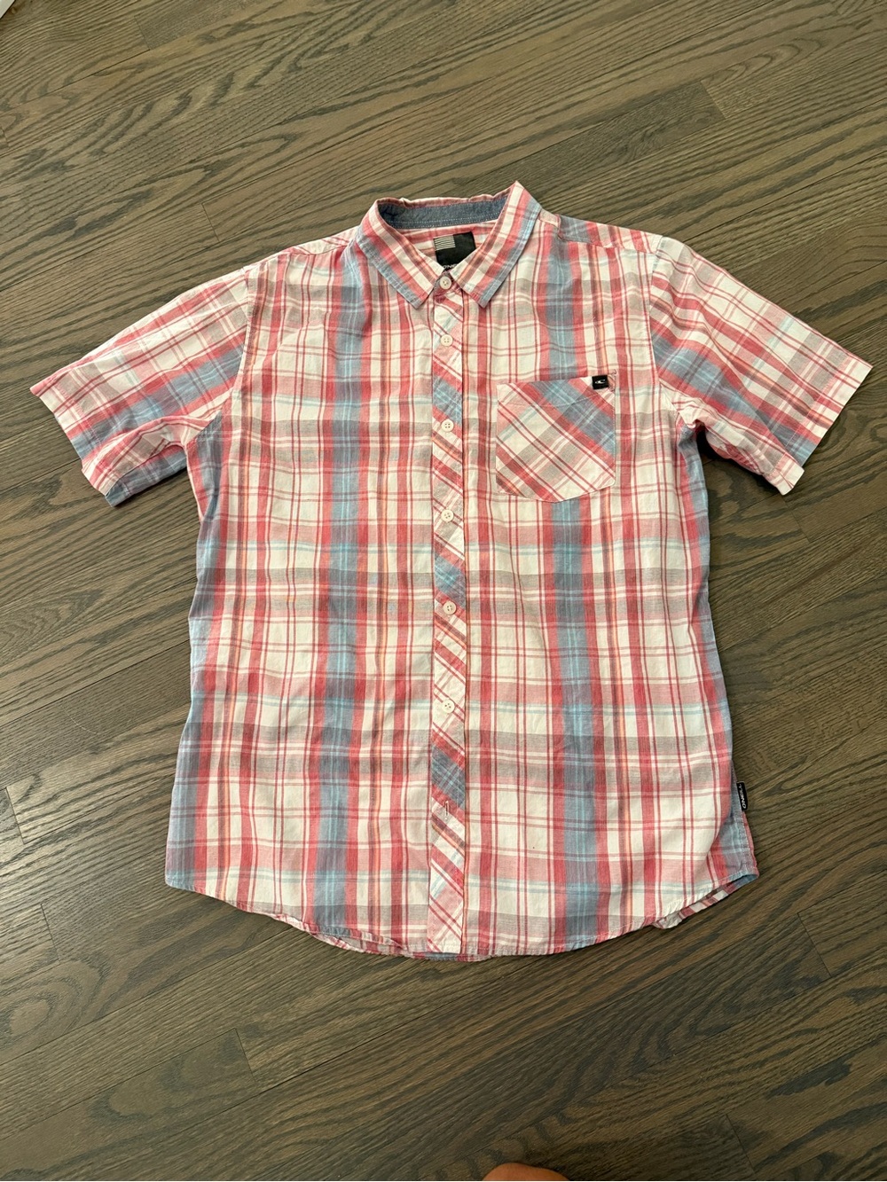 O'Neill Short-Sleeve Plaid Button-Down Shirt - Red & Blue